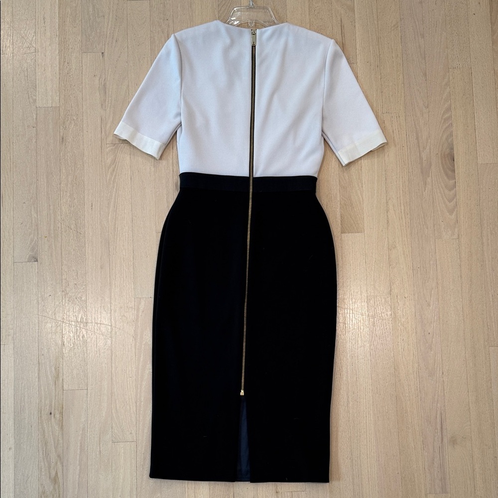 Ted Baker London Classic White and Black Fitted Midi Dress - Picture 6 of 11